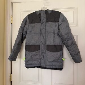 The North Face Gray Puffer Hooded Jacket Coat Hood Size Large 14 16